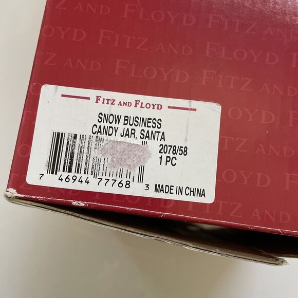 Retired FITZ & FLOYD "SNOW BUSINESS" SANTA CLAUS CHRISTMAS CANDY JAR Cookie- - Picture 12 of 13